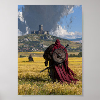 Dunkler Fantasy Rotgekleideter Reisender Poster