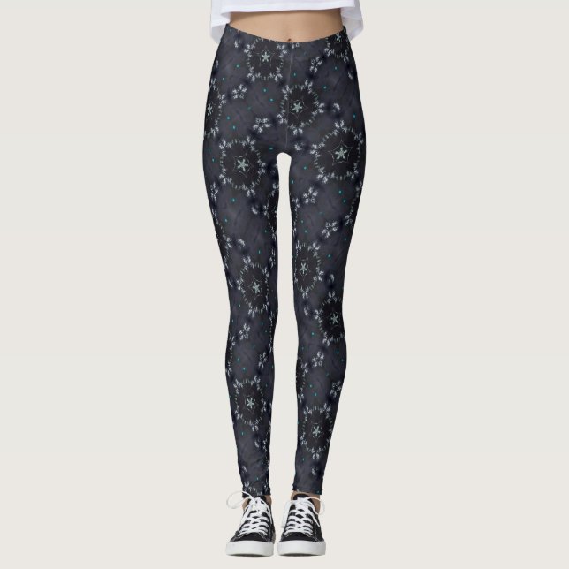 Dunkler feenhafter Stern-Satin Leggings (Vorderseite)