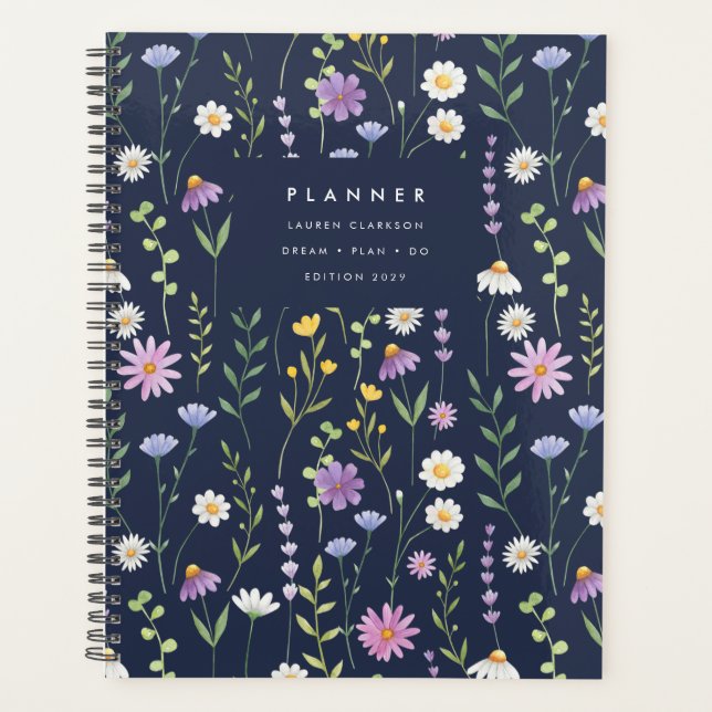 Dunkler Floraler Botanischer Gartenplaner Planer (Vorderseite)