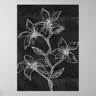 Dunkler, floraler Limon Wash Modern Poster