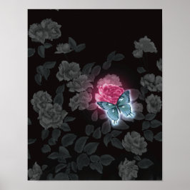 Dunkler floraler Wanddruck Poster