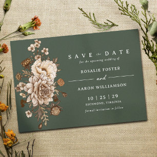 Dunkler Forest Green Moss   Eleganter Blumengarten Save The Date