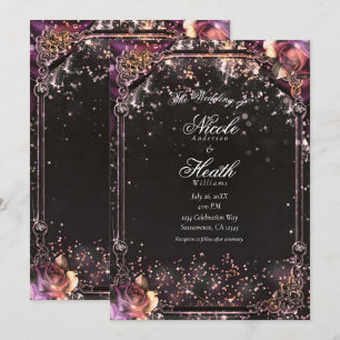 Dunkler Funkeln Glitter Glamour Lichter Florale Ho Einladung