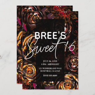Dunkler Garten Herbst Blume fallen Süß 16 Party Einladung