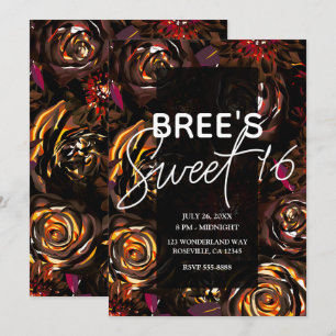 Dunkler Garten Herbstblumen Herbst Süße 16 Party Einladung