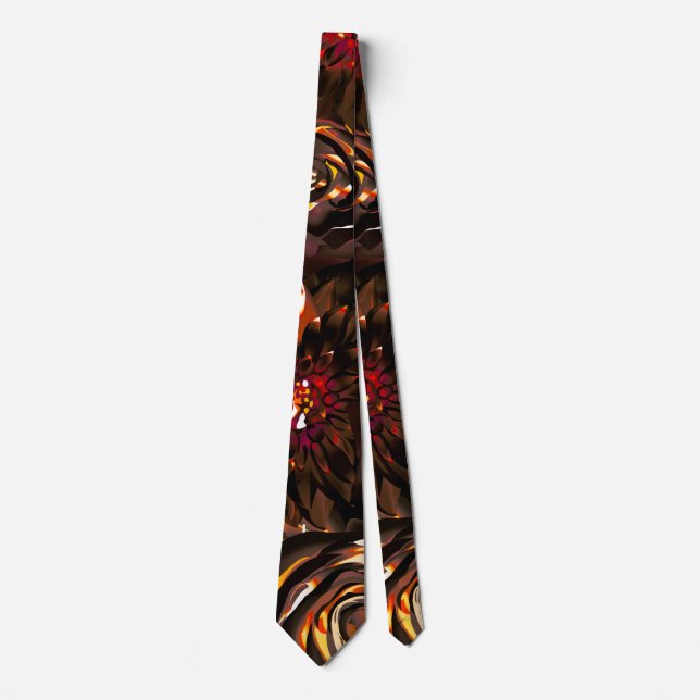 Dunkler Garten Herbstglühen Blume Fall Neck Tie Krawatte (Vorderseite)