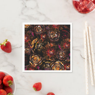 Dunkler Garten Herbstlich Blühende Blumen Herbstho Serviette