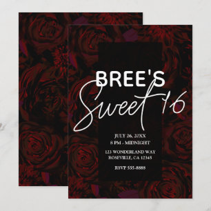 Dunkler Garten Rote Romantische Blume Glam Sweet 1 Einladung