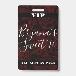 Dunkler Garten Rote Romantische Blume Sweet 16 VIP Ausweis