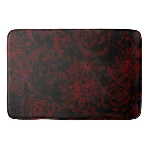Dunkler Garten Rote Romantische Blumen Gothic Glam Badematte