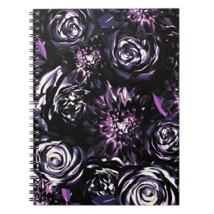 Dunkler Garten Verzaubernde Lila Glamour Blumen Notizblock