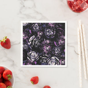 Dunkler Garten Verzaubernde violette Blumen Party Serviette