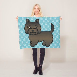Dunkler Gescheckter Cairn Terrier Cartoon Hund Fleecedecke