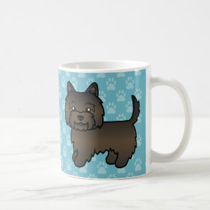 Dunkler Gescheckter Cairn Terrier Cartoon Hund Tasse
