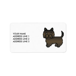 Dunkler Gescheckter Cairn Terrier Süßer Cartoon-Hu Adressaufkleber