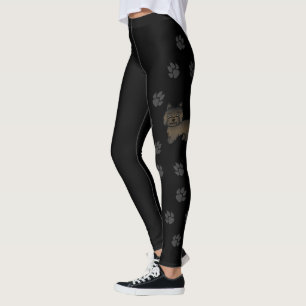 Dunkler Gescheckter Cairn Terrier Süßer Cartoon-Hu Leggings