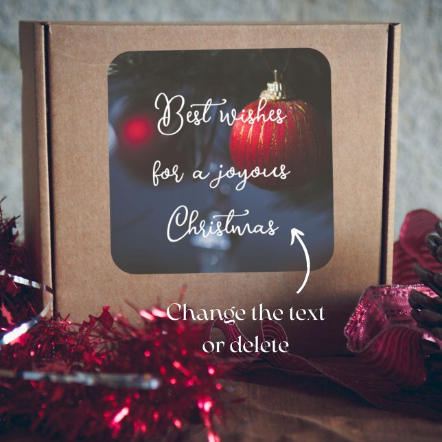 Dunkler Glamour Weihnachtsschmuck Quadratischer Aufkleber (Von Creator hochgeladen)