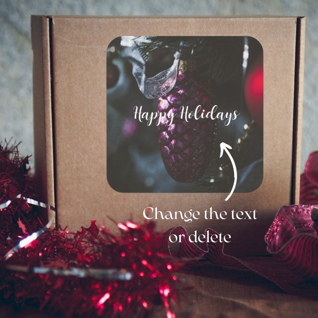 Dunkler Glamour Weihnachtsschmuck Quadratischer Aufkleber (Von Creator hochgeladen)