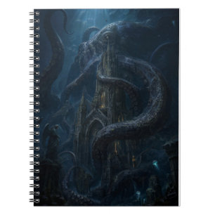Dunkler Gothic-Kraken-Meeresmonster-Kunstprint Notizblock