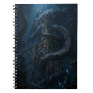 Dunkler Gothic-Kraken-Meeresmonster-Kunstprint Notizblock