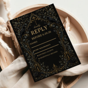 Dunkler Gothic Rabe RSVP Karte