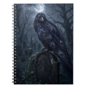 Dunkler Gothic-Raben-Mondlicht-Kunststoff Notizblock
