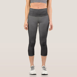 Dunkler grauer Gradient geometrisches Mesh-Muster Capri Leggings