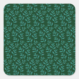 Dunkler grüner Hintergrund mit türkisfarbenen bota Quadratischer Aufkleber