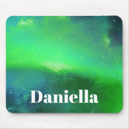 Dunkler grüner Holografischer Himmel mit Individue Mousepad