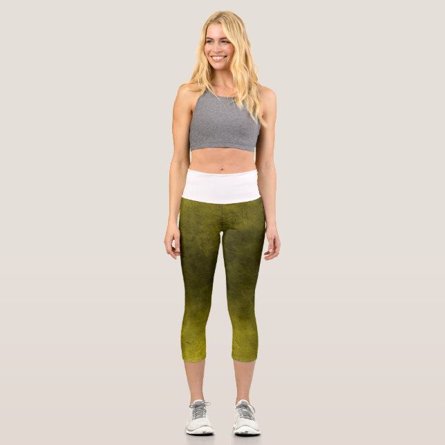 Dunkler Grunge - Gelb Capri Leggings (Vorderseite)