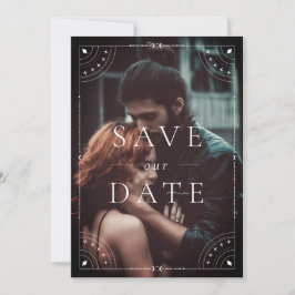 Dunkler Himmelsmond und Sterne Rett Datum Einladung