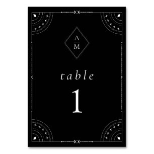 Dunkler Himmelsmond und Sterne Tischnummer