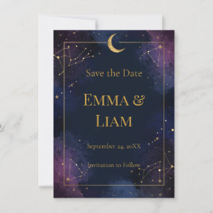 Dunkler himmlischer Save-the-Date Goldene Konste