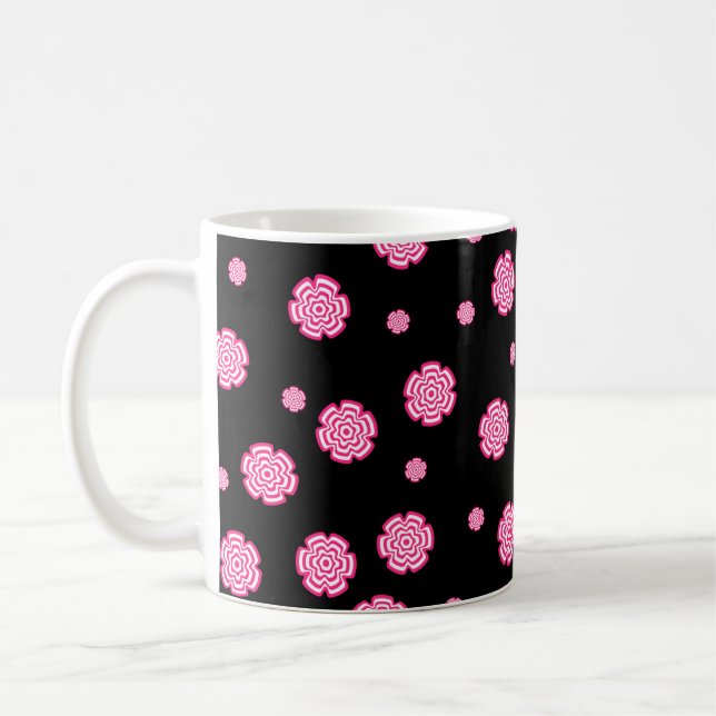Dunkler Hintergrund helle, rosa Blume. abst Kaffeetasse (Links)
