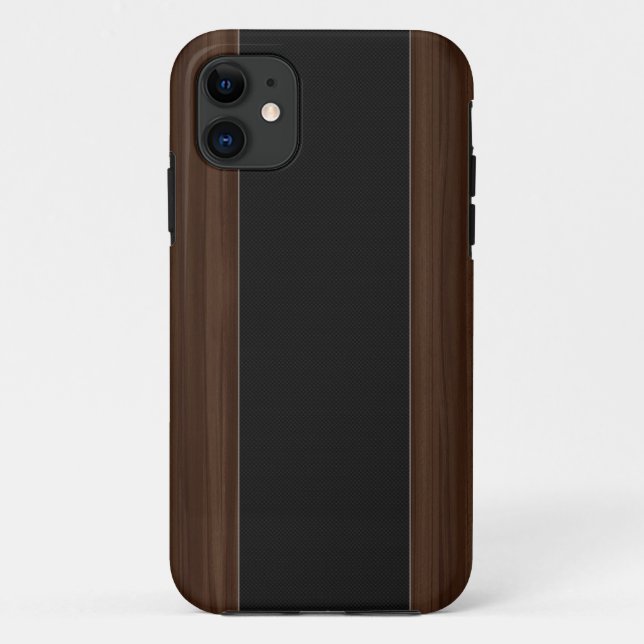 Dunkler Holz-u. Kohlenstoff-Faser-Streifen iPhone Case-Mate iPhone Hülle (Rückseite)