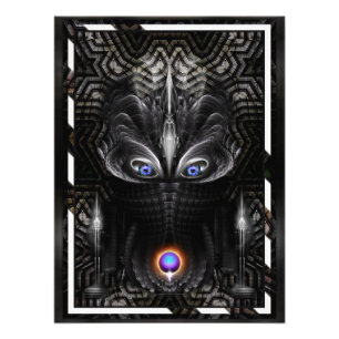 Dunkler Krieger Skulptur Fraktal Kunst Fotodruck