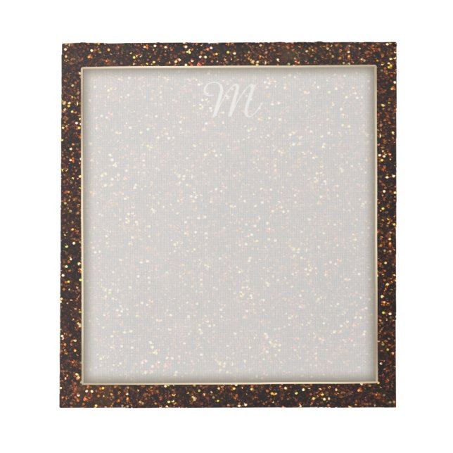 Dunkler Kupferbronze Orange-Glitzer Notizblock (Vorderseite)
