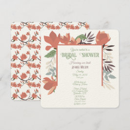 Dunkler Lachs Grün Blau und Lila Folklorekunst Einladung