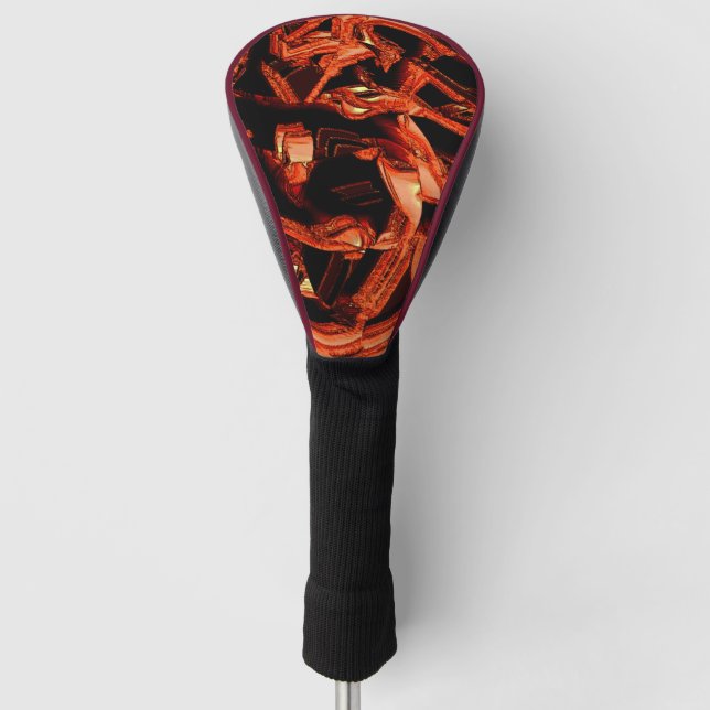Dunkler Lachs oder Korallen zerstört, schwarzer Hi Golf Headcover (Vorderseite)