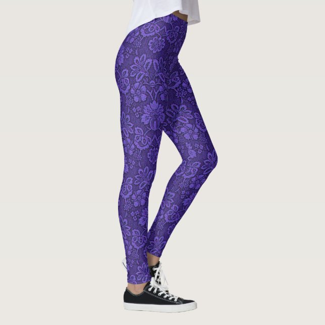 Dunkler Lila Damast Leggings (Rechts)