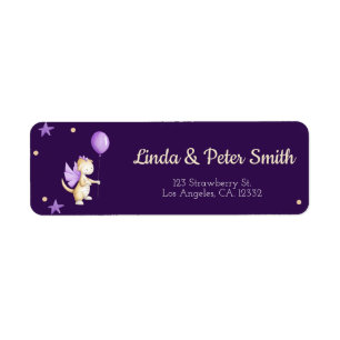 Dunkler Lila Drache mit Ballon-Rücksendeadresse