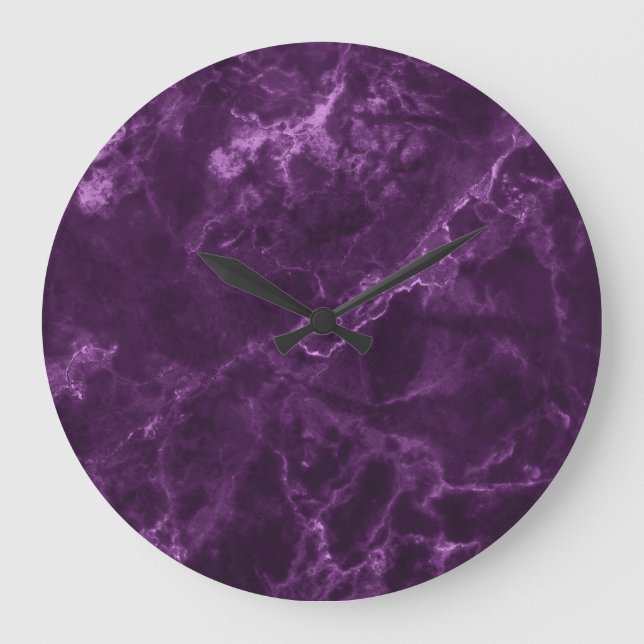 Dunkler lila Marmor: luxuriöse Textur. Große Wanduhr (Vorderseite)