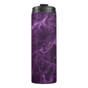 Dunkler lila Marmor: luxuriöse Textur. Thermosbecher