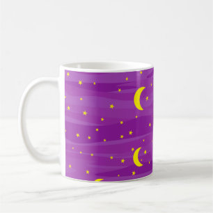 Dunkler Lila Nachthimmel - Sternen und Mondmuster Kaffeetasse