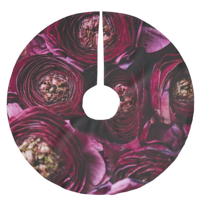 Dunkler Lila Ranunculus, blühend Nah-up. Polyester Weihnachtsbaumdecke (Vorderseite)