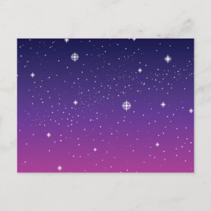 Dunkler lila Sternenhimmel Postkarte