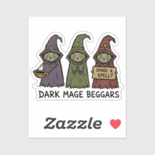 Dunkler Magier-Katzen-Bettler-Zauberer-Fantasy-RPG Aufkleber