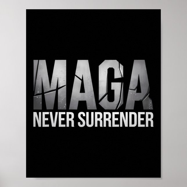 Dunkler Mega Trump 2024 Mega Niemals Aufgeben  Poster (Vorne)