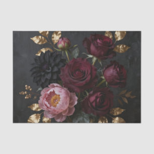 Dunkler, melancholischer Blumenstrauß Seidenpapier