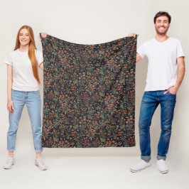 Dunkler, melancholischer, nächtlicher, florale bot fleecedecke